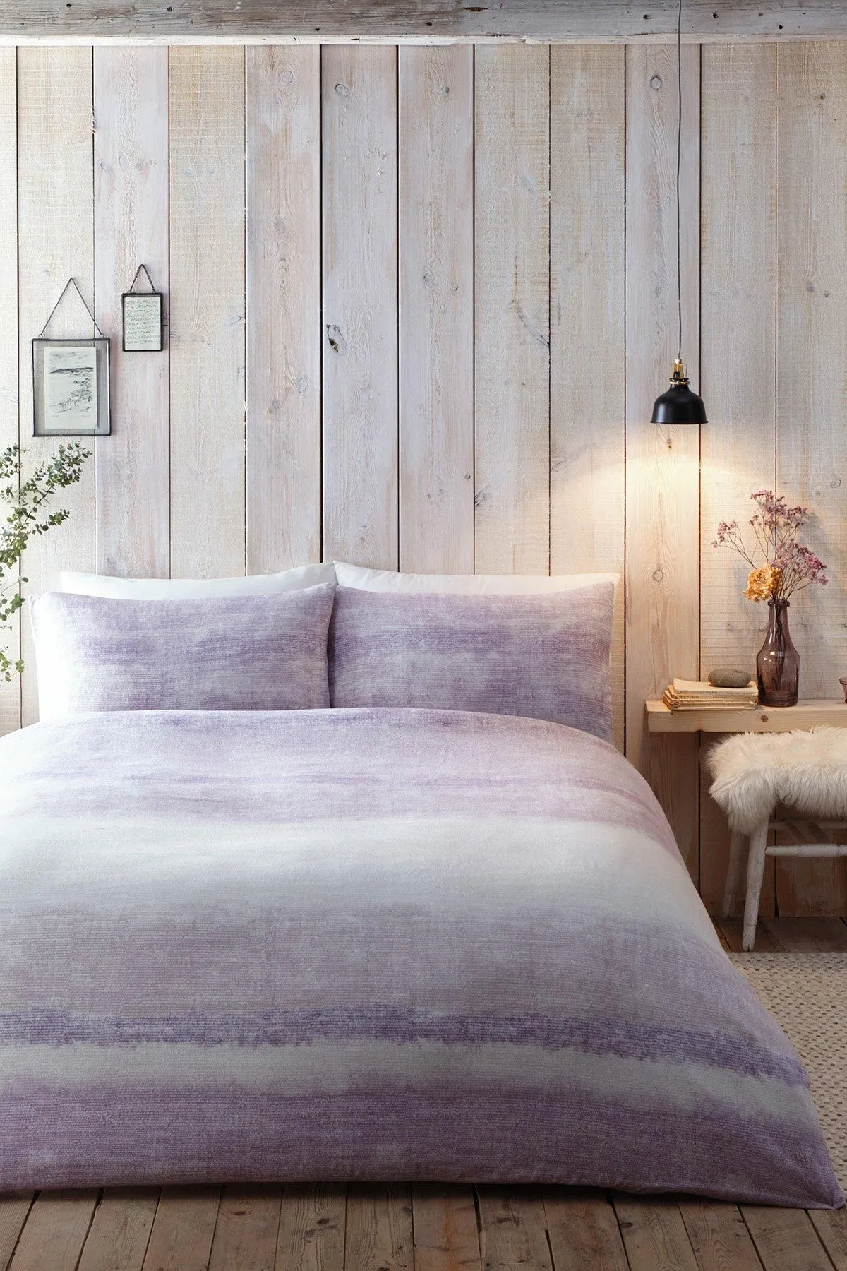 Appletree 'Anson Stripe' 100% Brushed Cotton Duvet Cover Set in Mauve 5