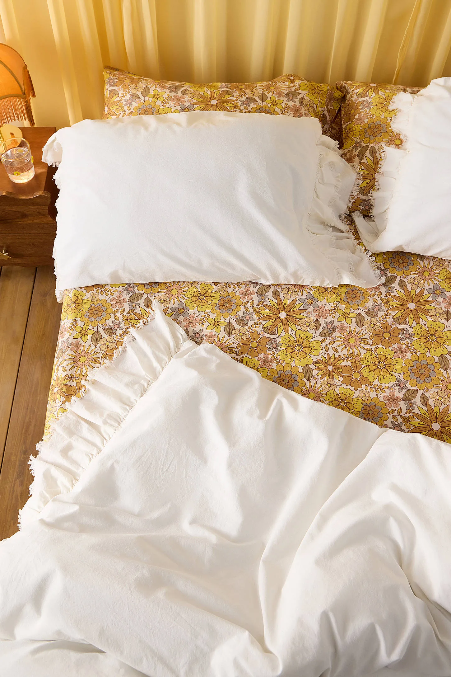Double Ruffle Duvet Set - White 3