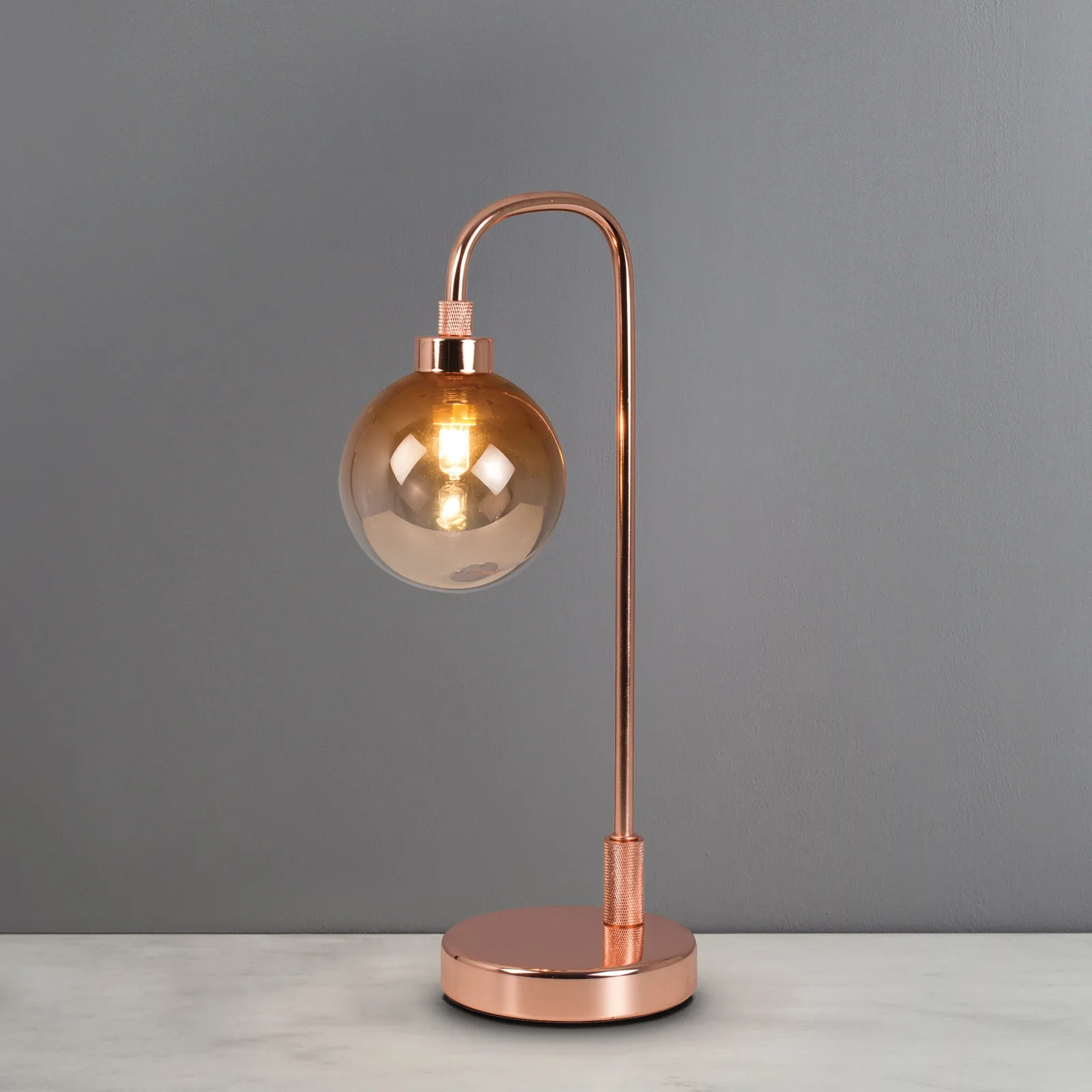 Tanner Copper and Glass Table Lamp Copper (Brown)