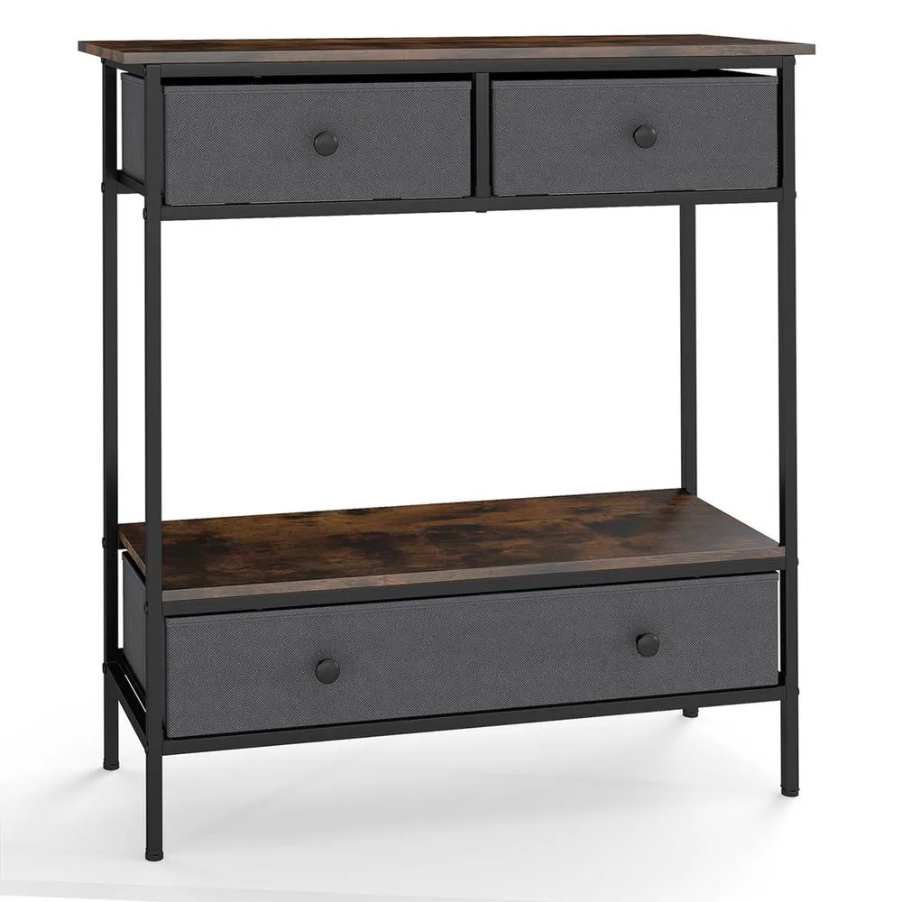 Costway Console Table Industrial Entryway Table Sofa Table Rustic Foyer Table in Brown 3