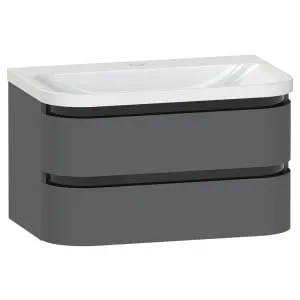 Duarti by Calypso Berrington Polished Anthracite Vanity with Whitley Basin - 800mm