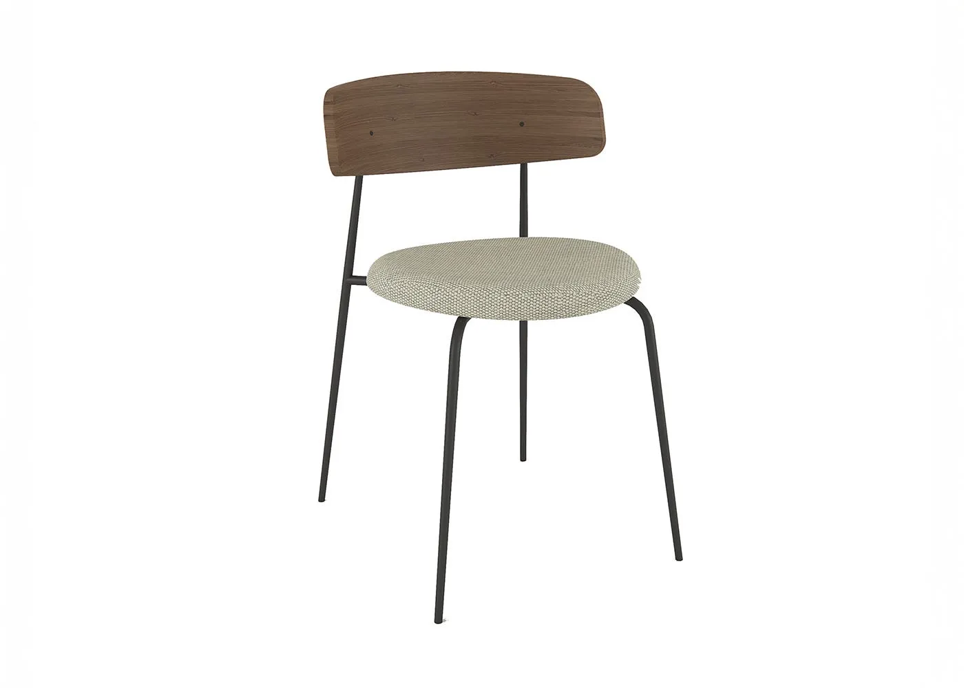 Paul Rogers Cover Metal Chair Dark Walnut Back Pad-06 Beige