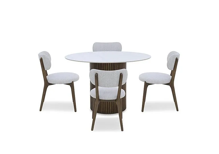 Cortado Round Dining Table with 4 Wooden Leg Chairs