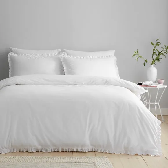 Pure Cotton Frilled 100% Cotton Duvet Cover & Pillowcase Set 1