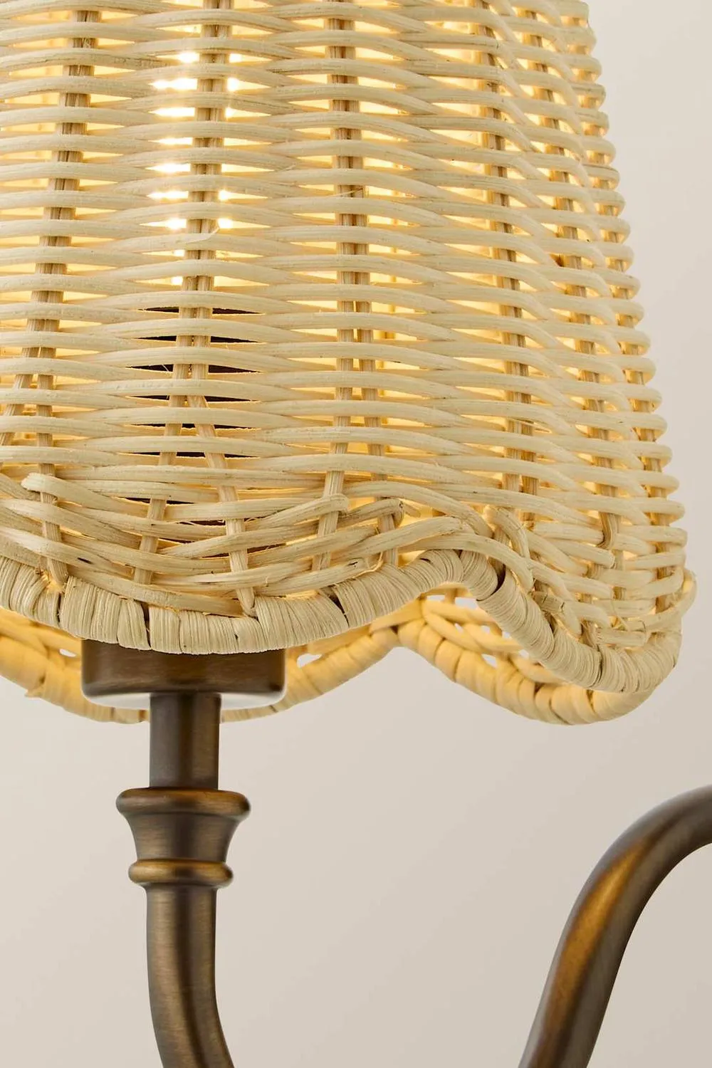 ValueLights Lowe Natural Rattan Taper Shade Metal Portable Rechargeable Wall Light in Bronze 4