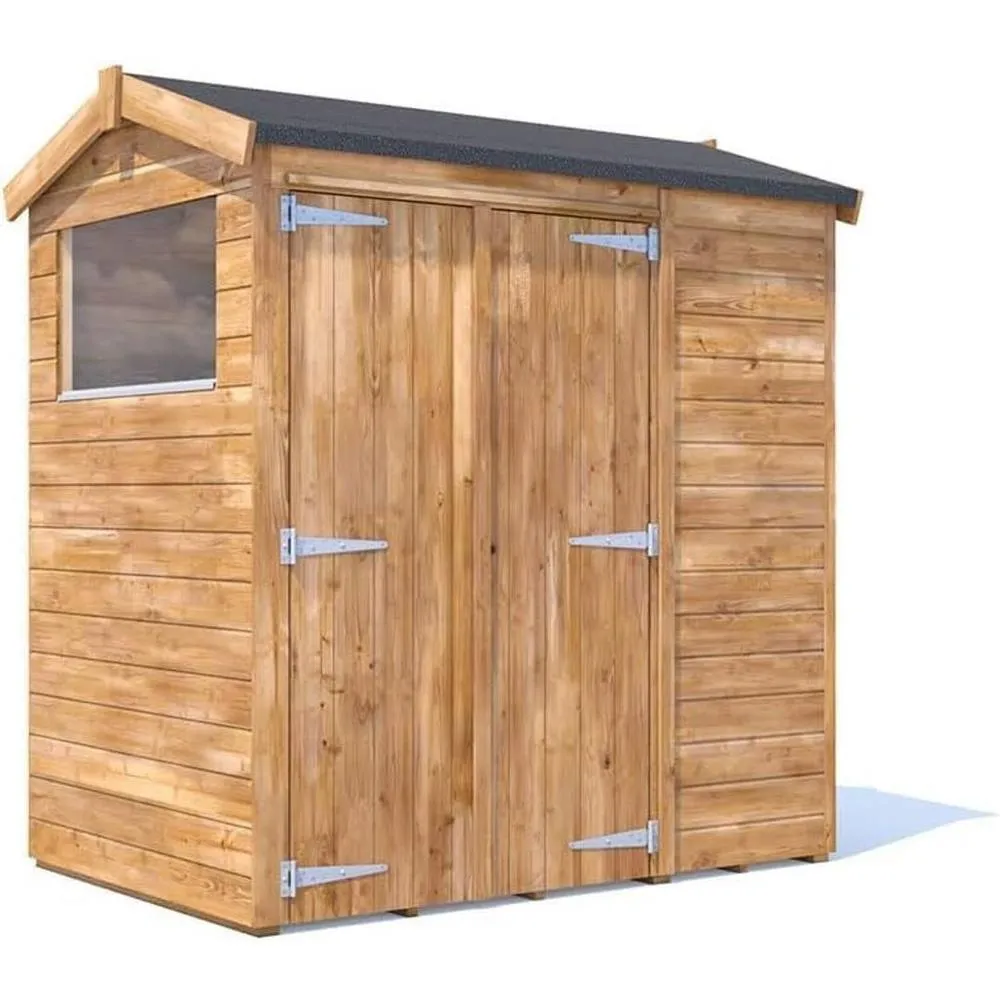 Dunster House Garden Shed 1.8 x 1.2m (6' x 4') 12mm Apex Window - Overlord Modular in Brown