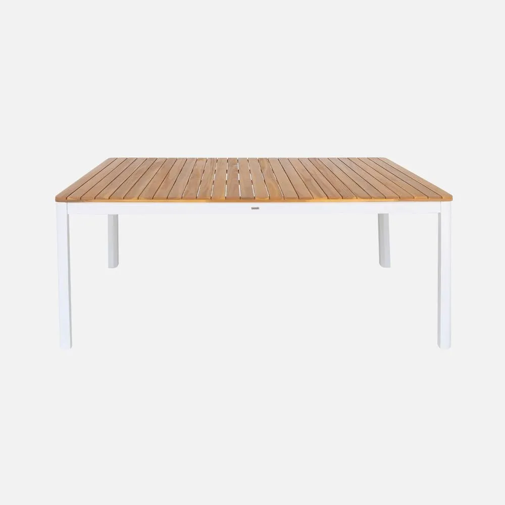 sweeek 8-seater Acacia Wooden Garden Table With Rounded Corners in White 2