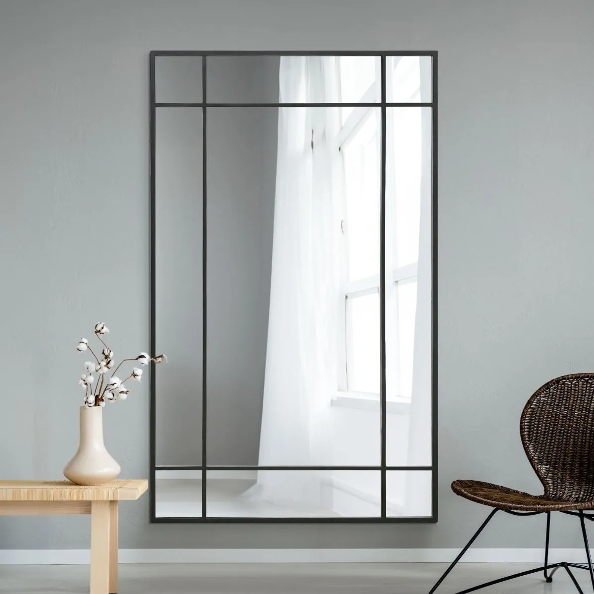 MirrorOutlet Black Contemporary Wall & Leaner Mirror 71" X 43" (180 x 110CM) 6