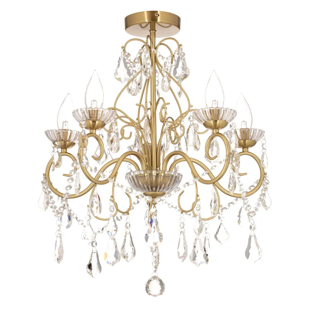 Daphne 5 Light Bathroom Chandelier, Satin Brass 1