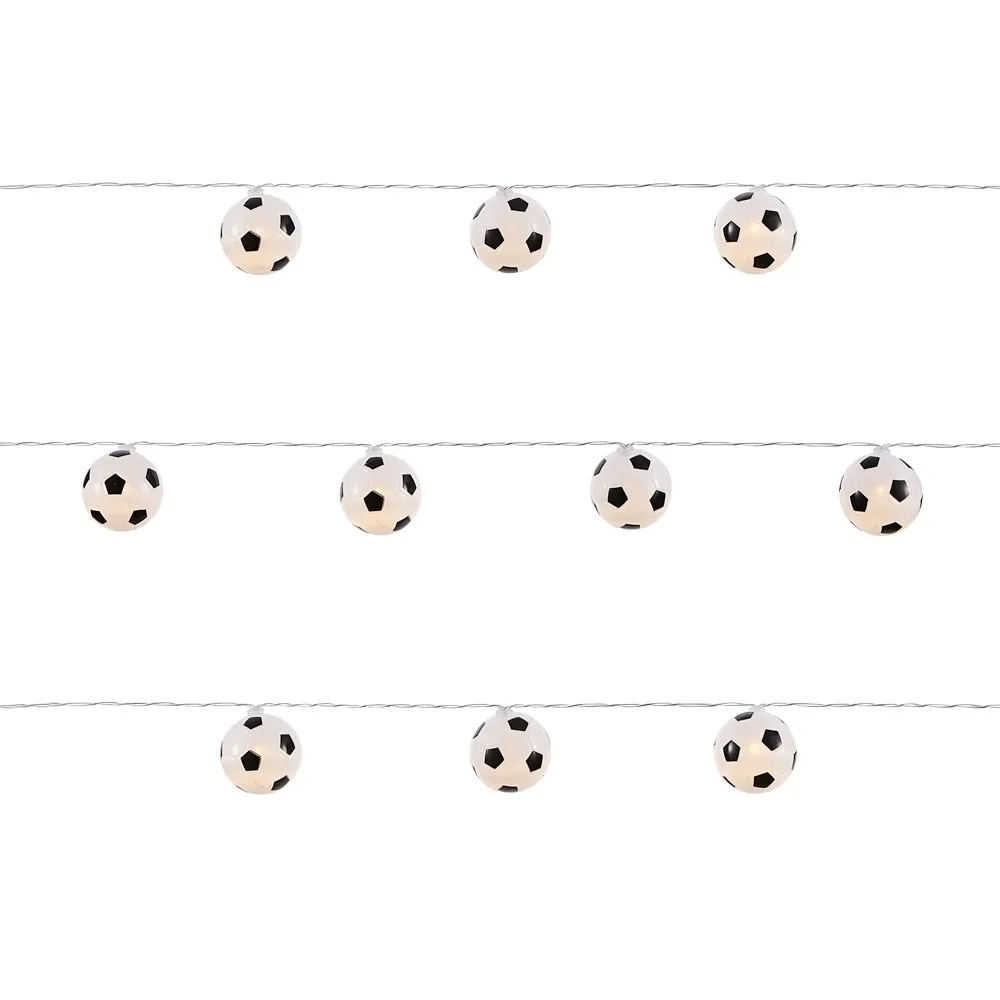 Glow LED Football String Lights, Black & White