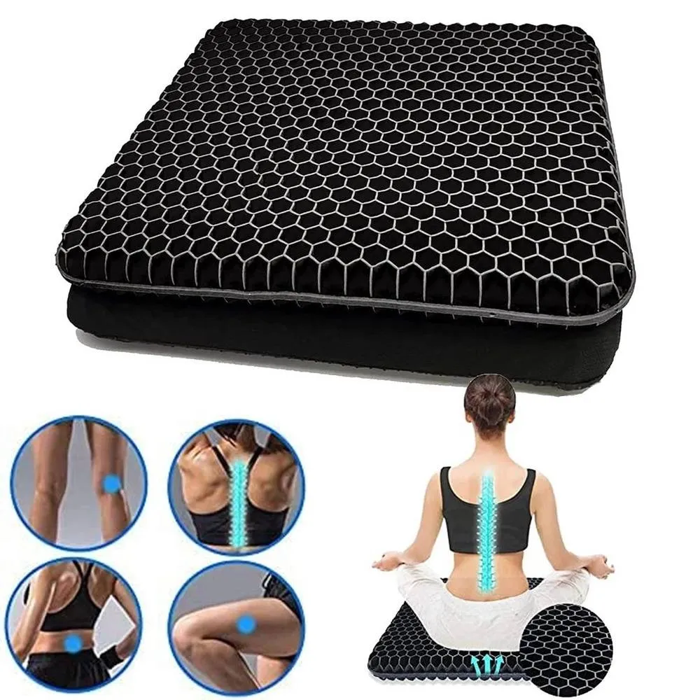 NESTLUNE Orthopedic Cooling Gel Seat Cushion Pad, Universal Pillow in Black