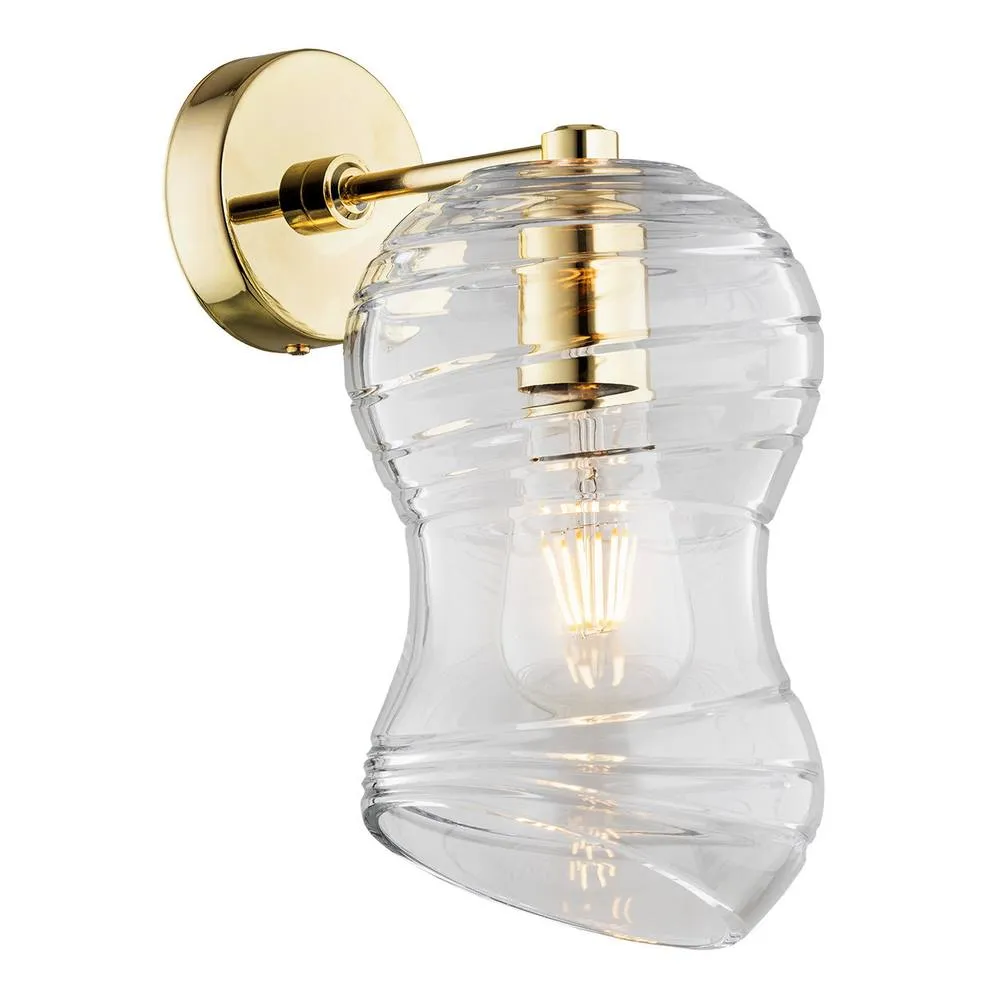Netlighting Deportivo Wall Lamp Transparent Brass Steel in Gold