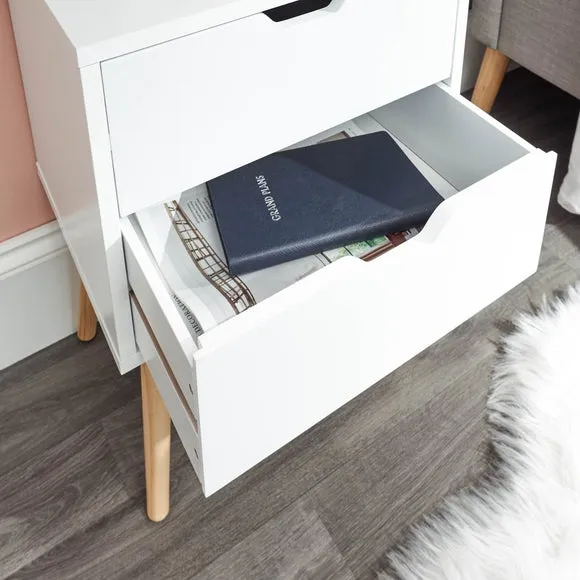 Nyborg 2 Drawer Bedside Table 3