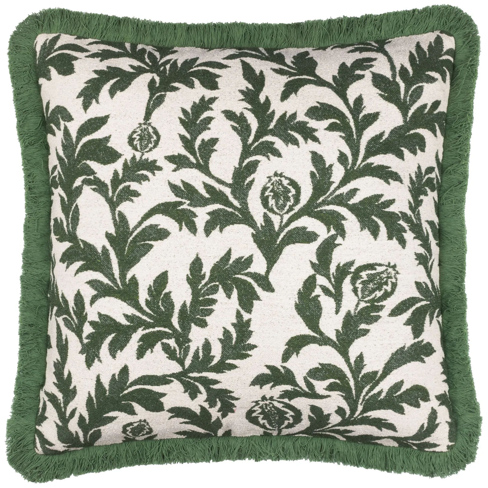Paoletti Hedera Jacquard Cushion in Green 2