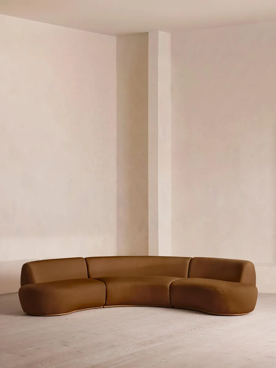 Aline Serpentine Modular Sofa, Four Seater, Linen, Terracotta