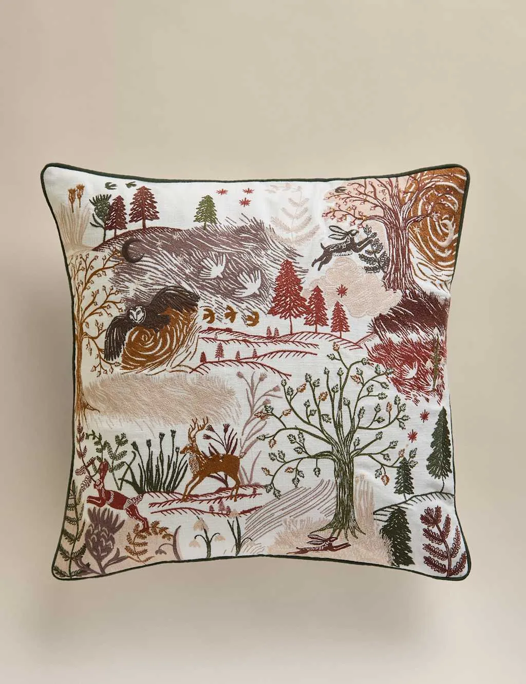 M&S Pure Cotton Woodland Cushion Multi