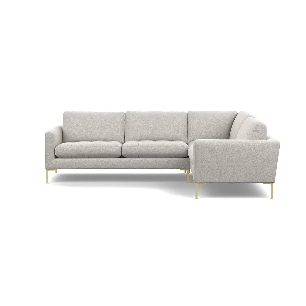 Heal's Eton Right Hand Facing Corner Sofa Chunky Boucle Ecru Brass Feet 1