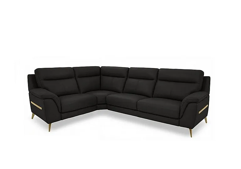 Eclipse Small Leather Left Hand Facing Corner Sofa - Black