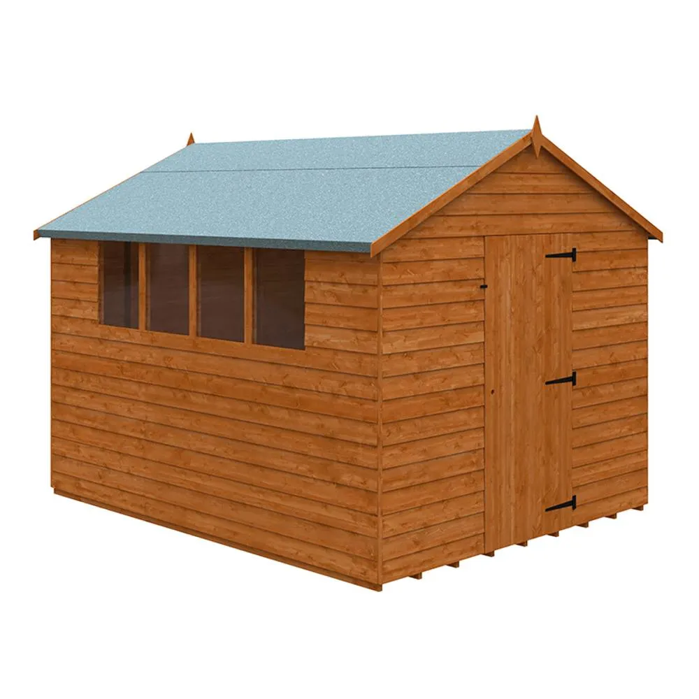 Buttercup Farm 10 x 8 Feet Budget Apex 9mm Shed - Solid Wood/Softwood/Pine in Burnt Orange