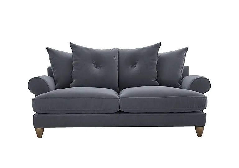 Bronwyn 3 Seater Fabric Scatter Back Fibre Fill Sofa - Rain Cloud - Sofas and Armchairs