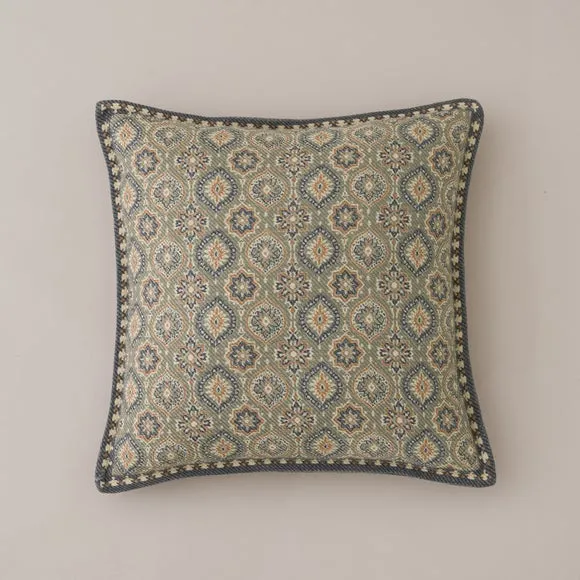 Global Floral Olive Green Square Cushion Cover 3