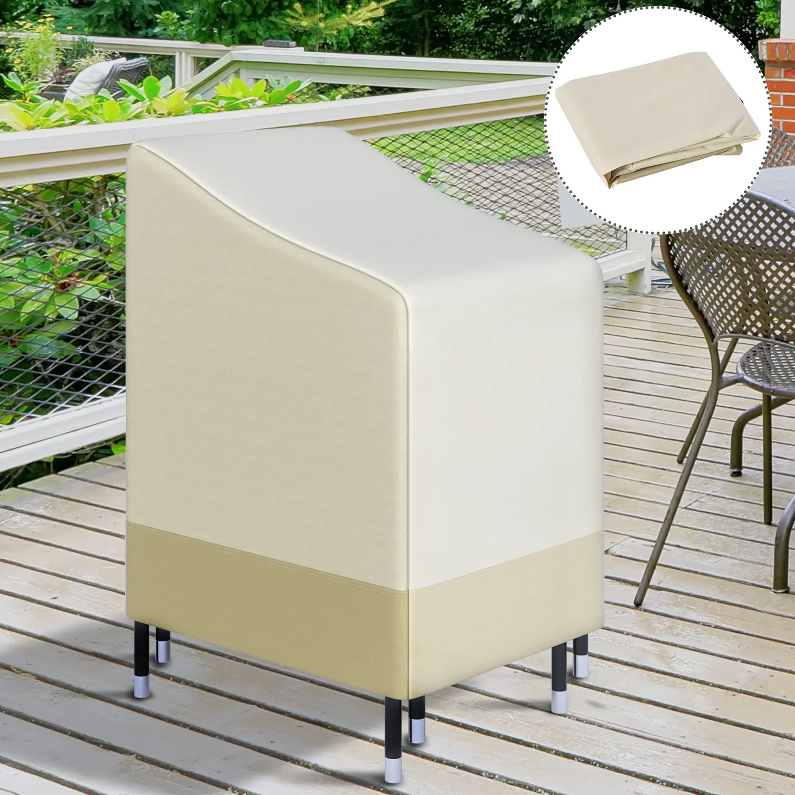 OUTSUNNY Outdoor Furniture Cover Chairs Stacked Protection Deep Wind Rain Dust in Beige