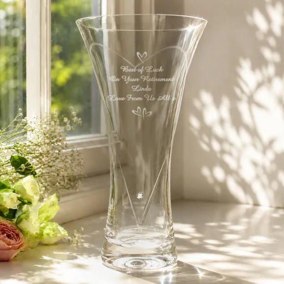 Personalised Hearts Diamond Effect Vase 3