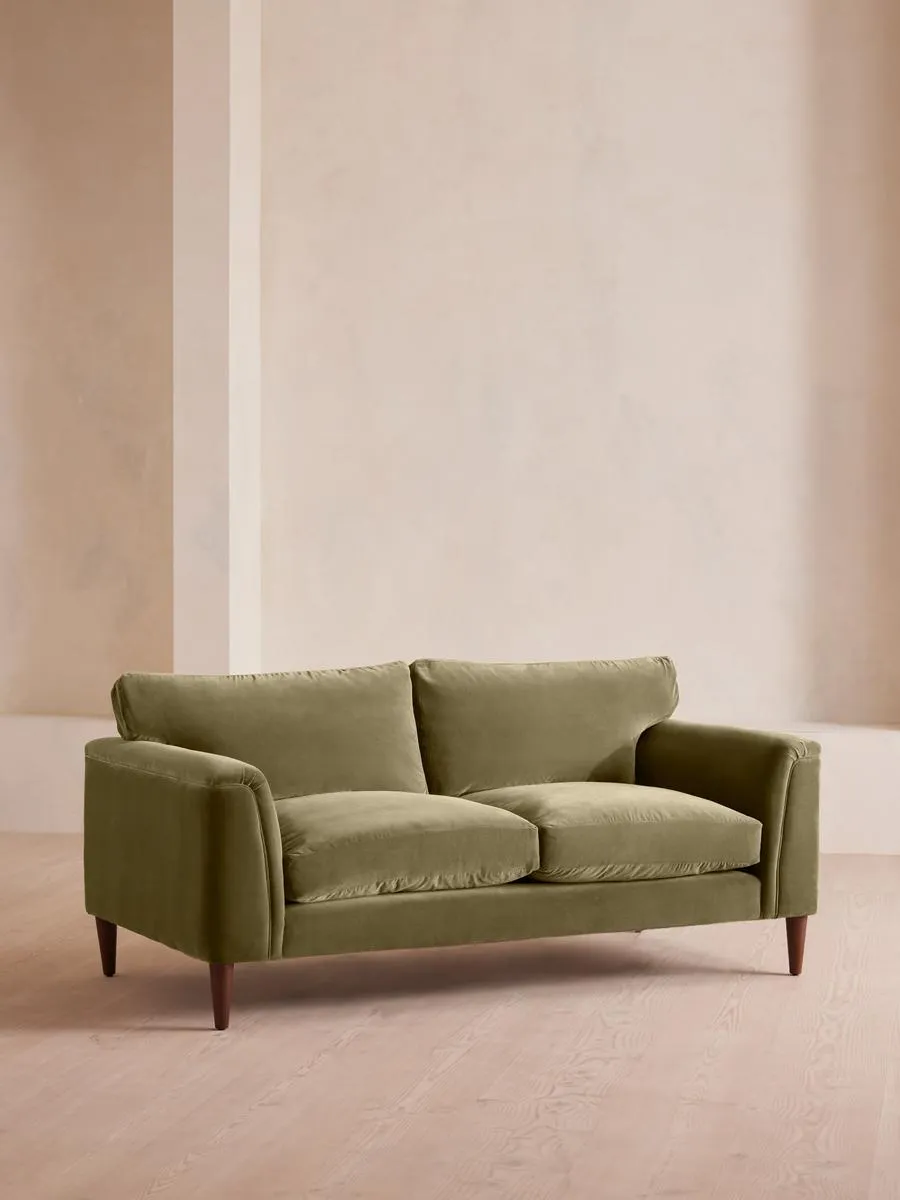 Reya Two Seater Sofa, Velvet, Lichen