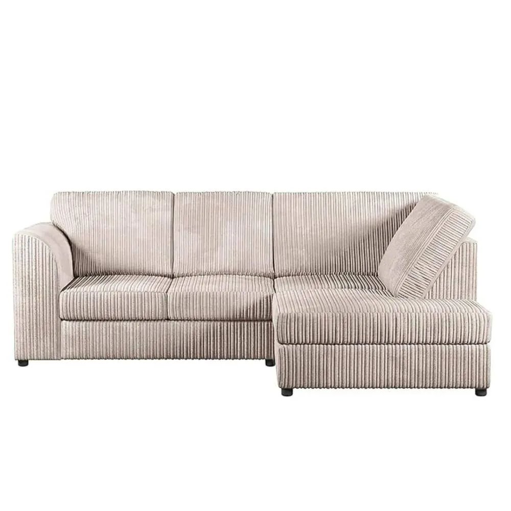Bliss Furniture Jumbo Cord High Back Right Hand 4 Seater Corner Sofa in Cream