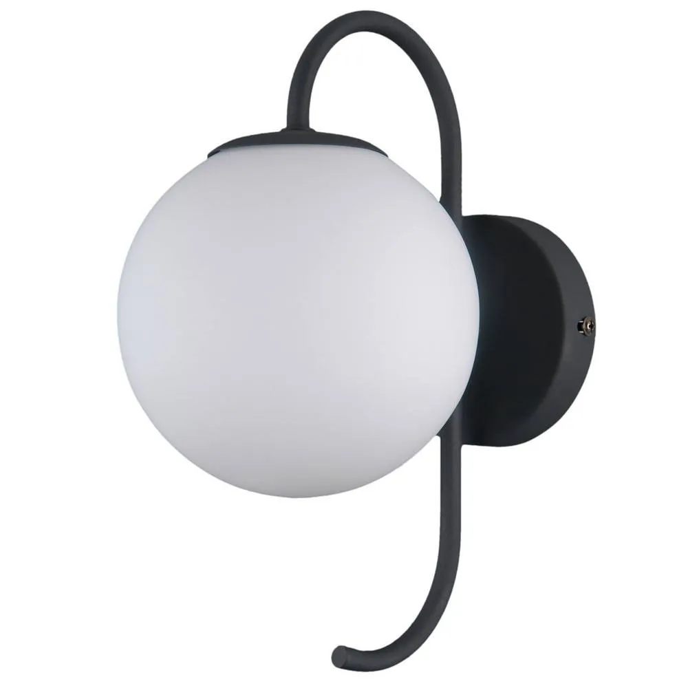 Netlighting Industrial & Retro Wall Lamp Black 1 Light with White Shade G9