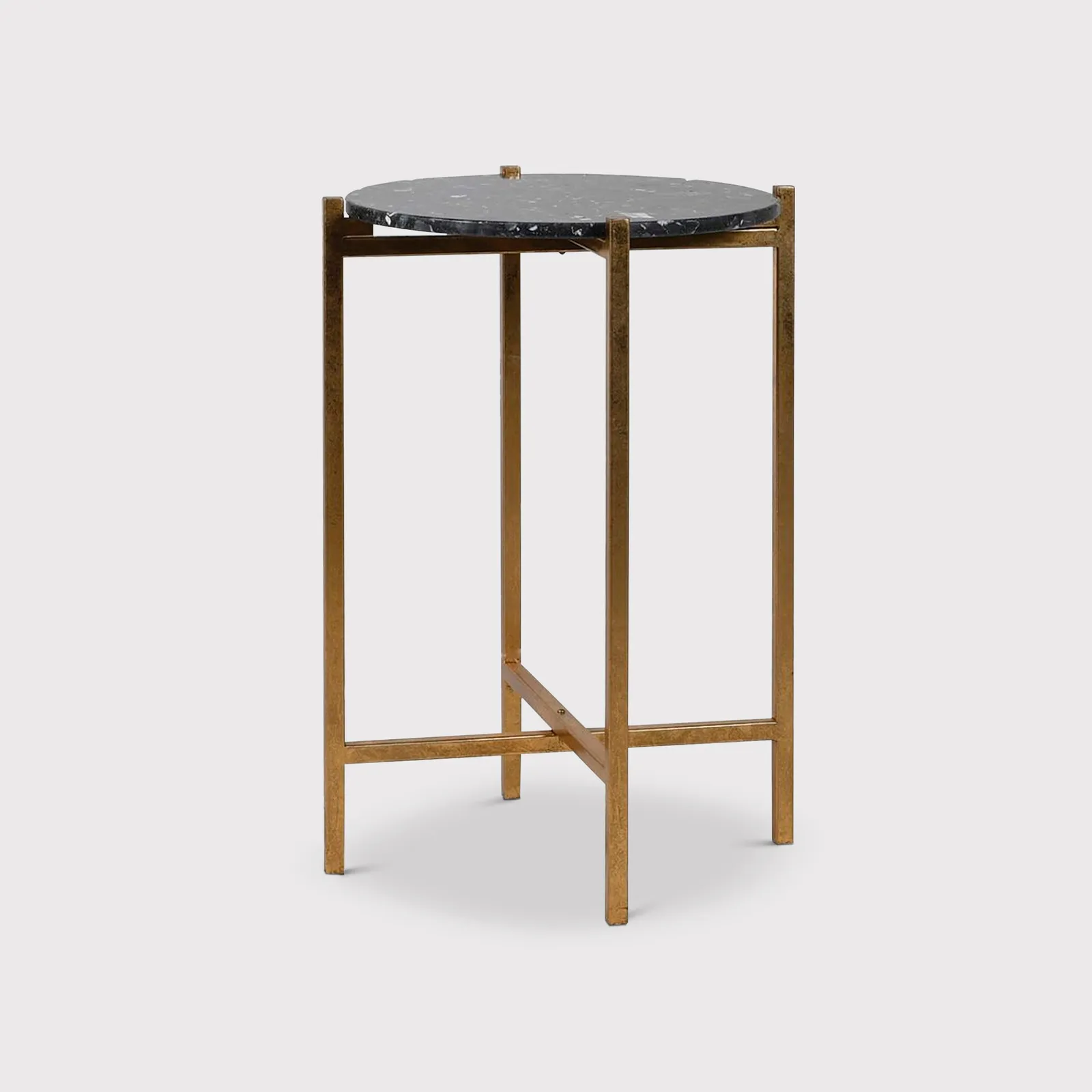 BLACK MARBLE EFFECT SIDE TAB Table, Round Metal | Barker & Stonehouse