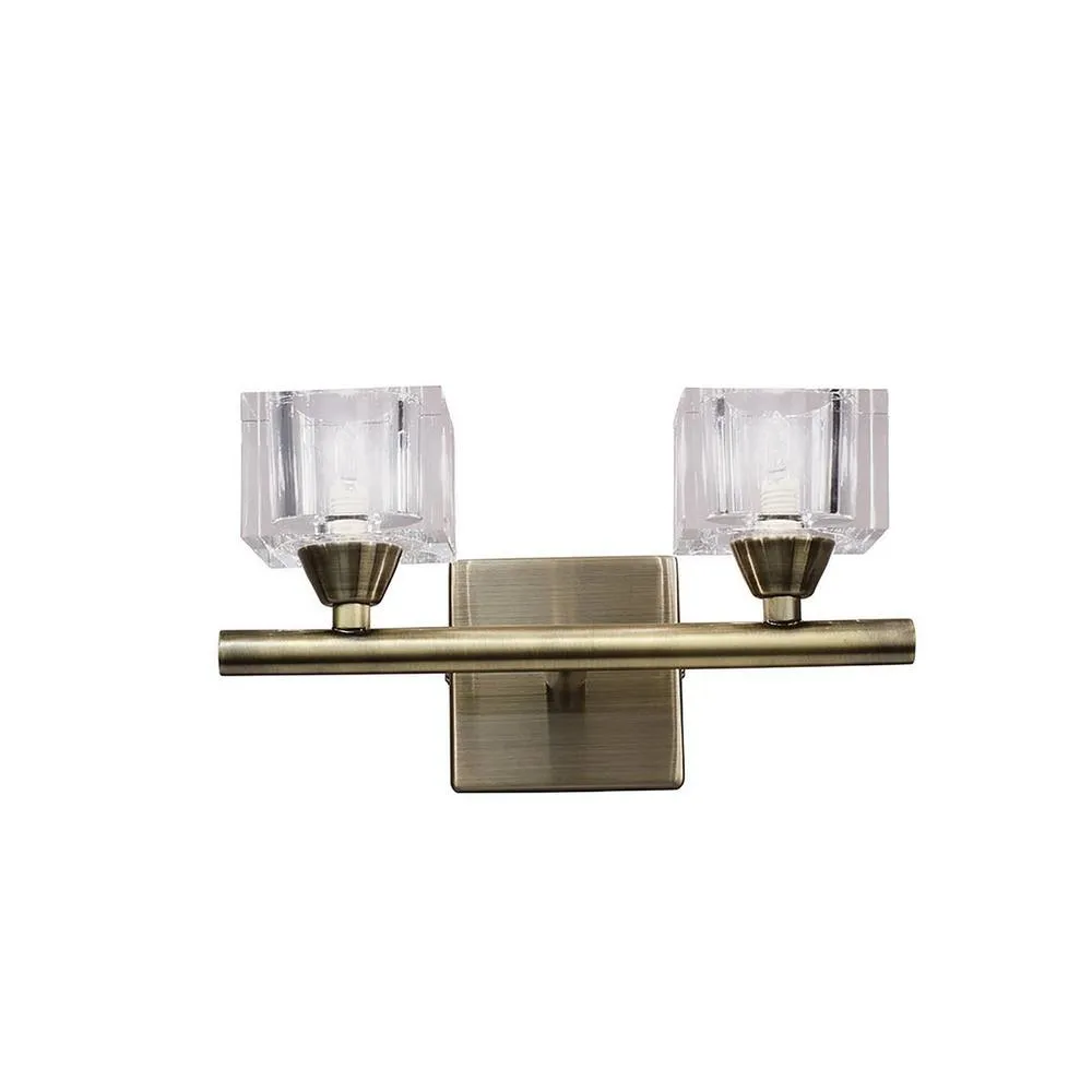 Netlighting Cuadrax Wall 2 Light G9 Antique Brass in Gold