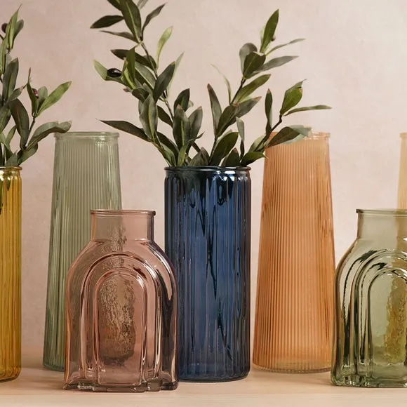 Hestia Cylindrical Ribbed Glass Vase 6