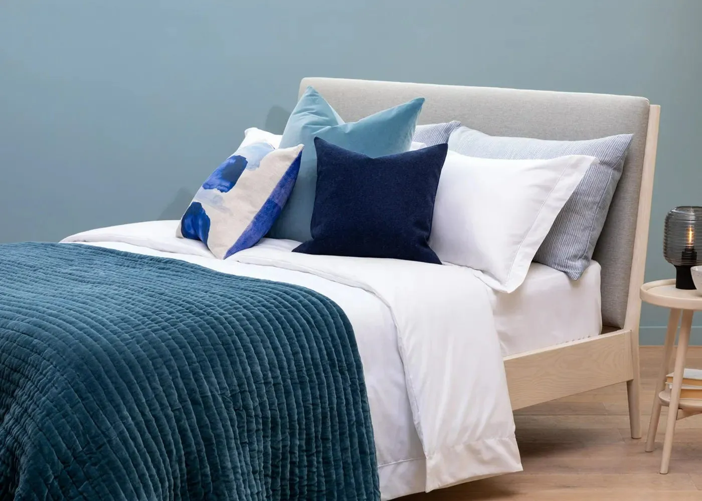 Heal's Velvet Kantha Bedspread Blue 140 x 200cm 2