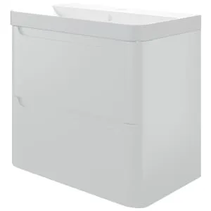 Wickes Malmo Gloss White Wall Hung J Pull Compact Vanity Unit & Basin - 600 x 350mm
