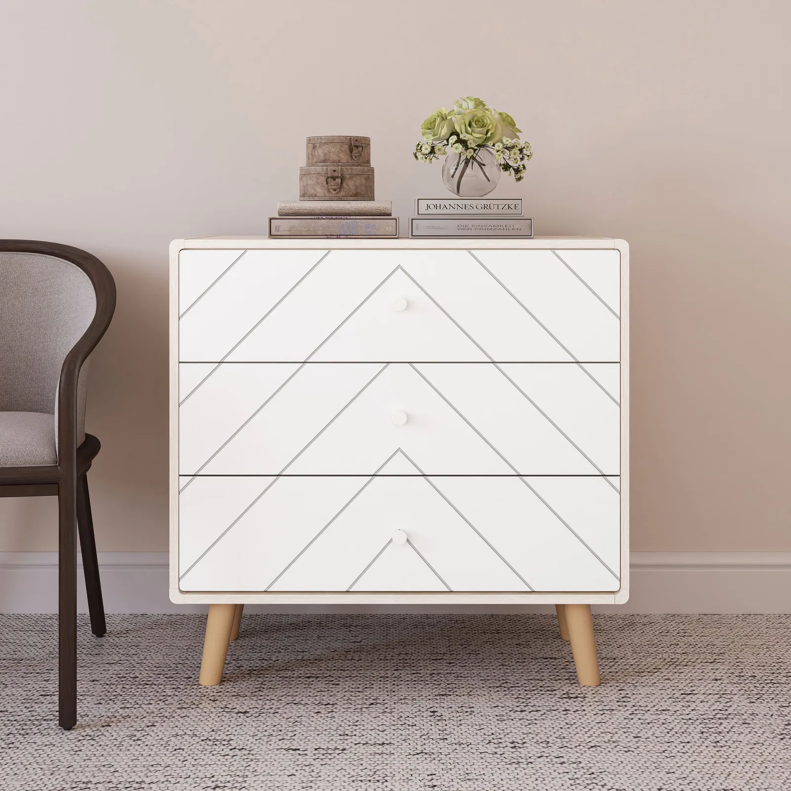 Seconique Dixie 3 Drawer Chest in White