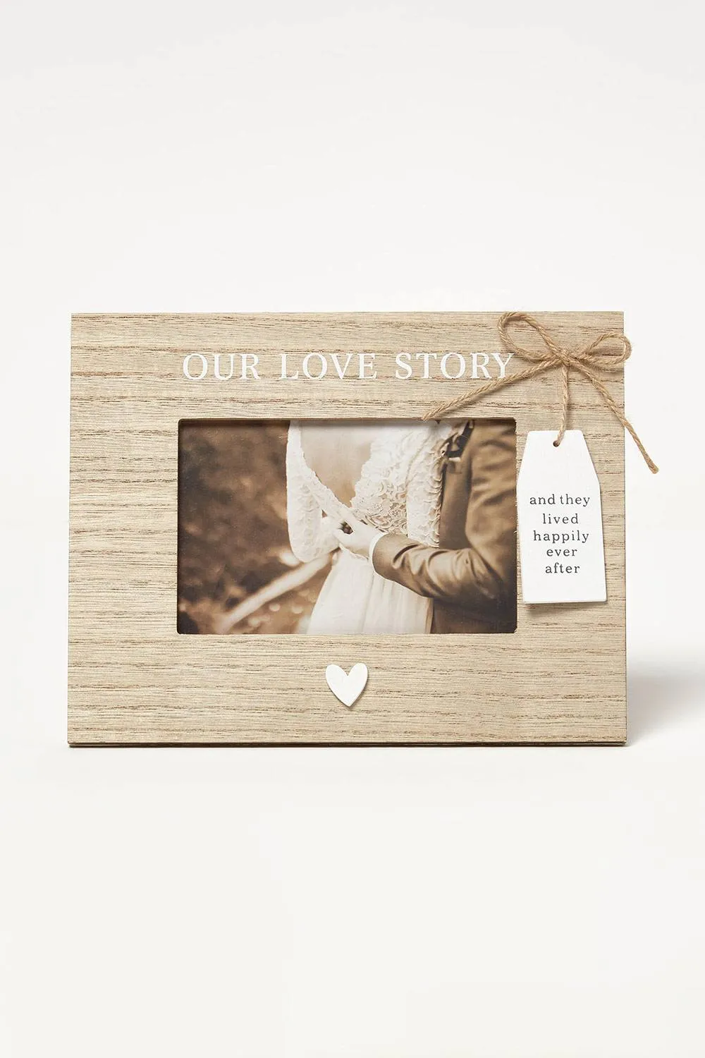 Homescapes Love Story Wood Grain Photo Frame - 4x6 in Light Oak