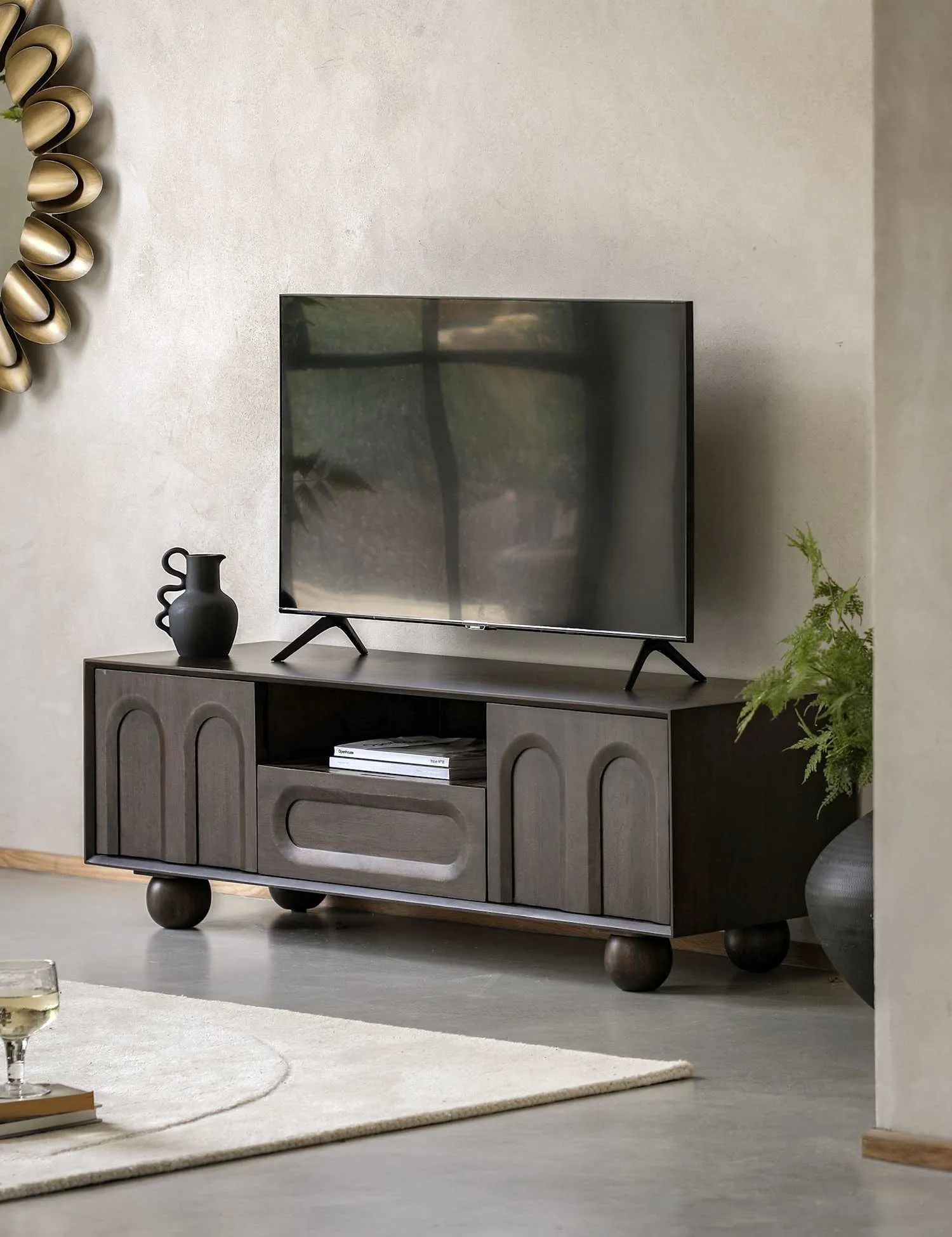 Gallery Direct Arc Mango Wood TV Unit Brown