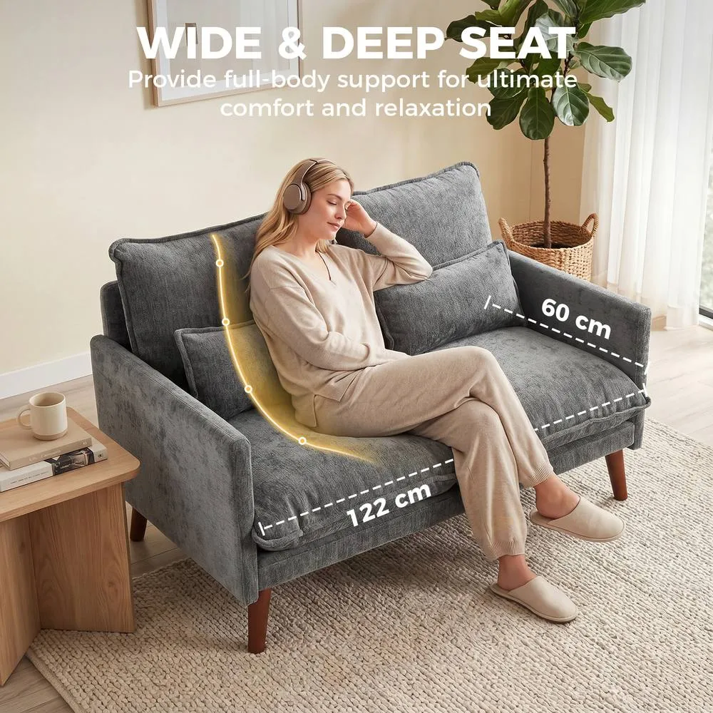 HOMCOM 2 Seater Sofa, Modern Loveseat with Spring Cushions, Wide Seat, Grey 6