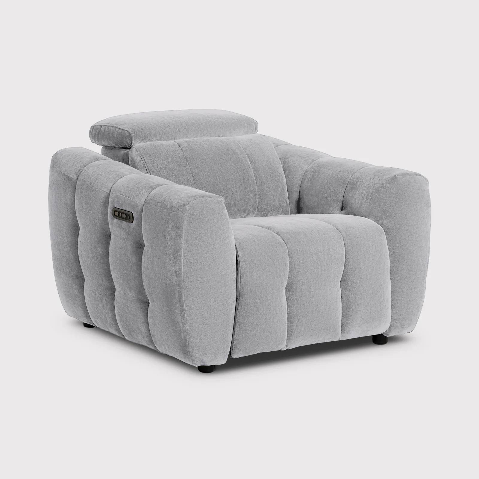 Montgomery Power Recliner Chair & Headrest, Grey Fabric | Barker & Stonehouse 1
