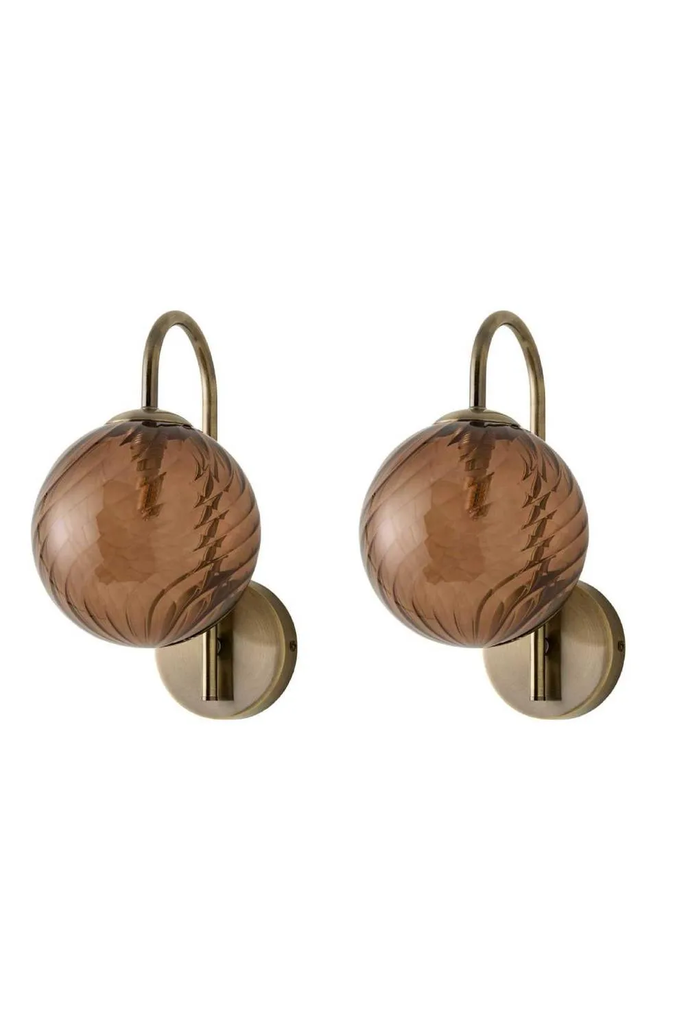 ValueLights Sydney Pair Glass Swirl Shades Metal Wall Light Fittings & Bulbs in Bronze