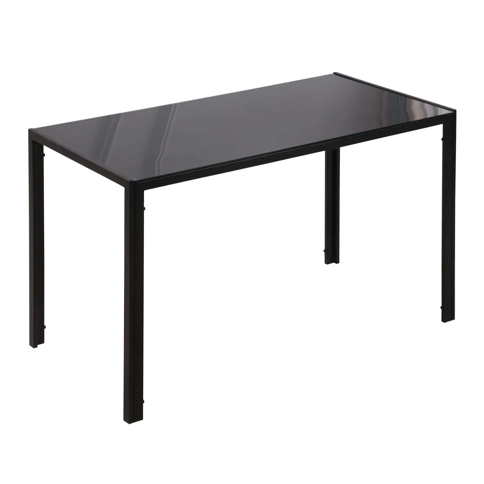 HOMCOM Modern Rectangular 4 Seater Dining Table with Tempered Glass Top in Black 2
