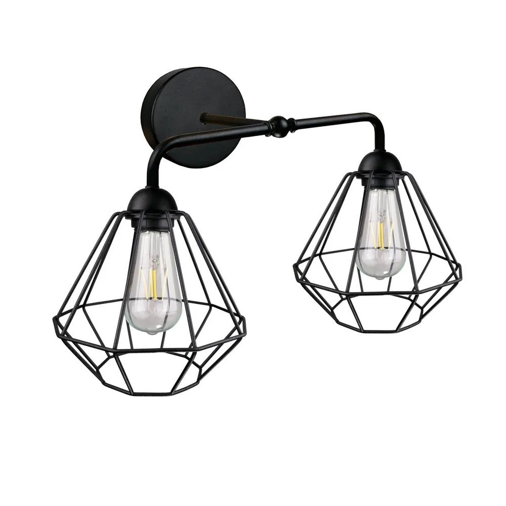 Netlighting Foskal Wall Lamp Black 24cm 2x E27
