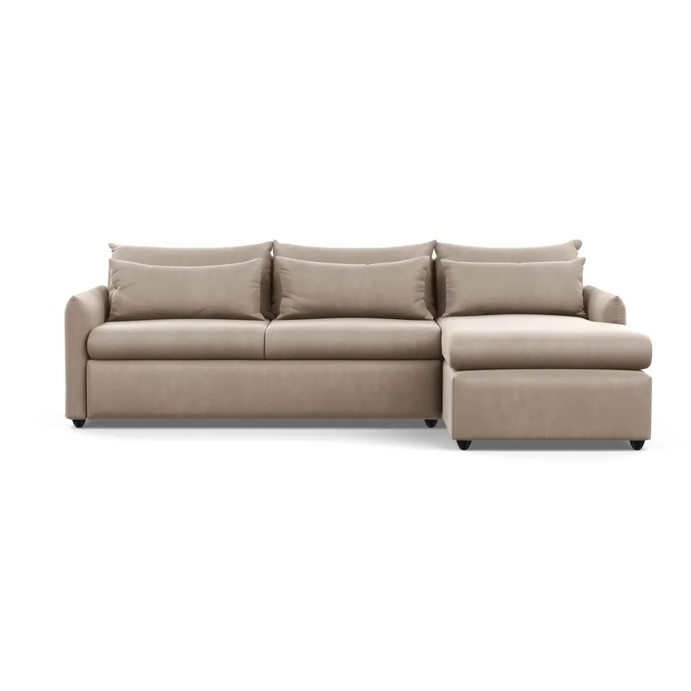 Heal's Pillow Large Right Hand Corner Chaise Varese Velvet Dove Black Feet