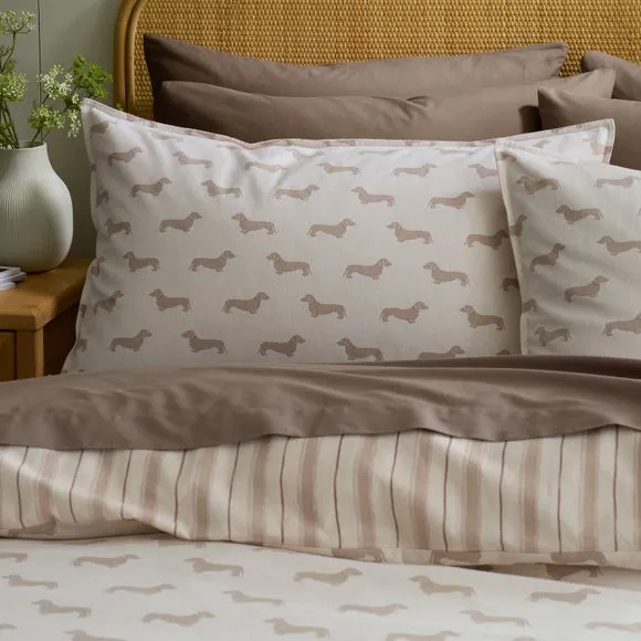 Emily Bond Brushed Peggy Daschund 100% Cotton Duvet Cover & Pillowcase Set 5