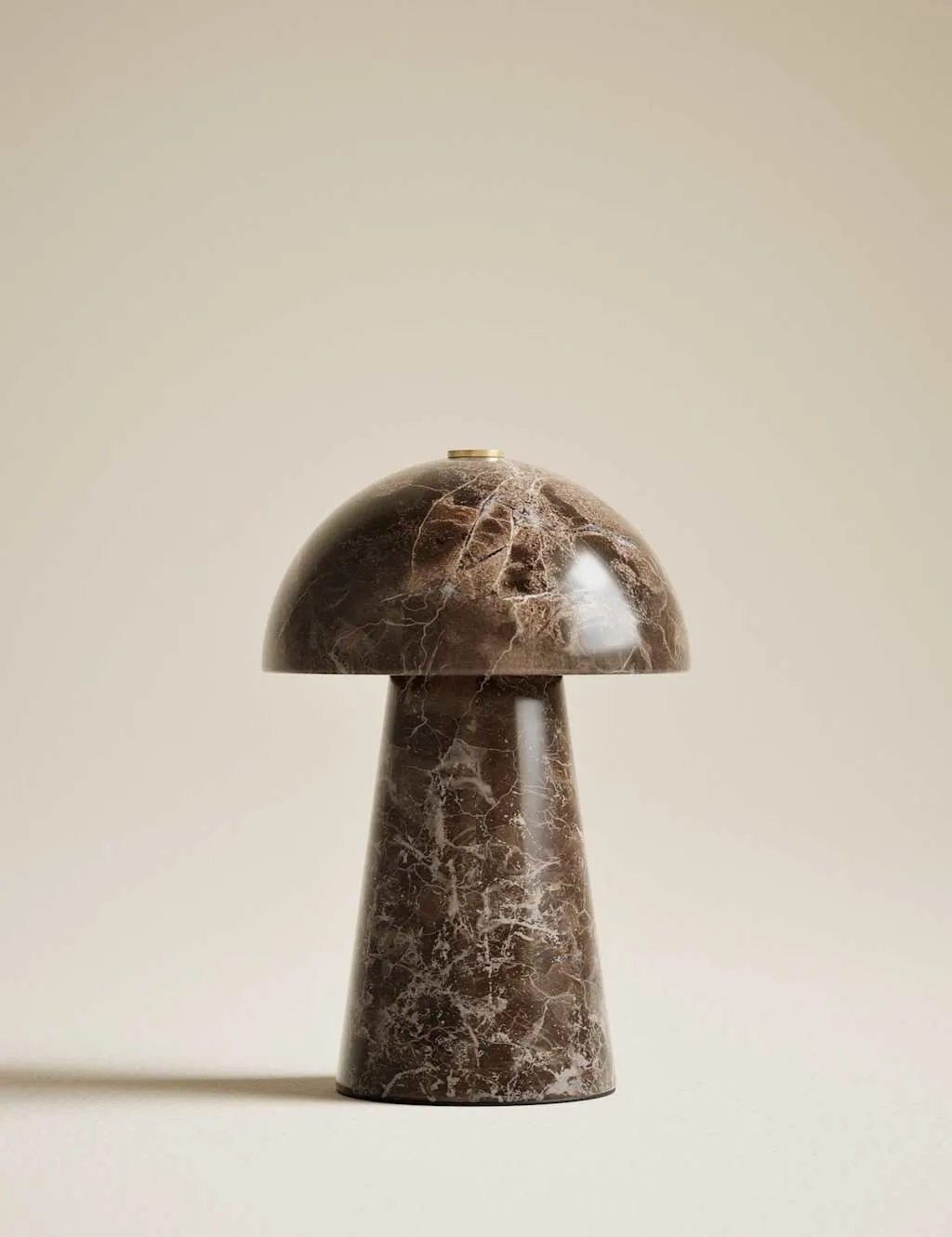 M&S Marble Rechargeable Mushroom Lamp Brown