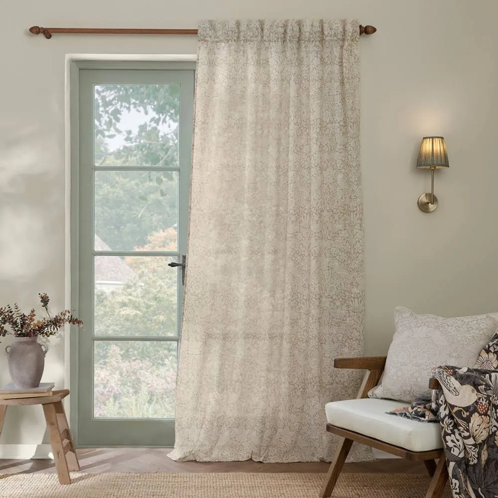 Morris & Co Strawberry Thief Sheer Curtain Panel in Cream 4