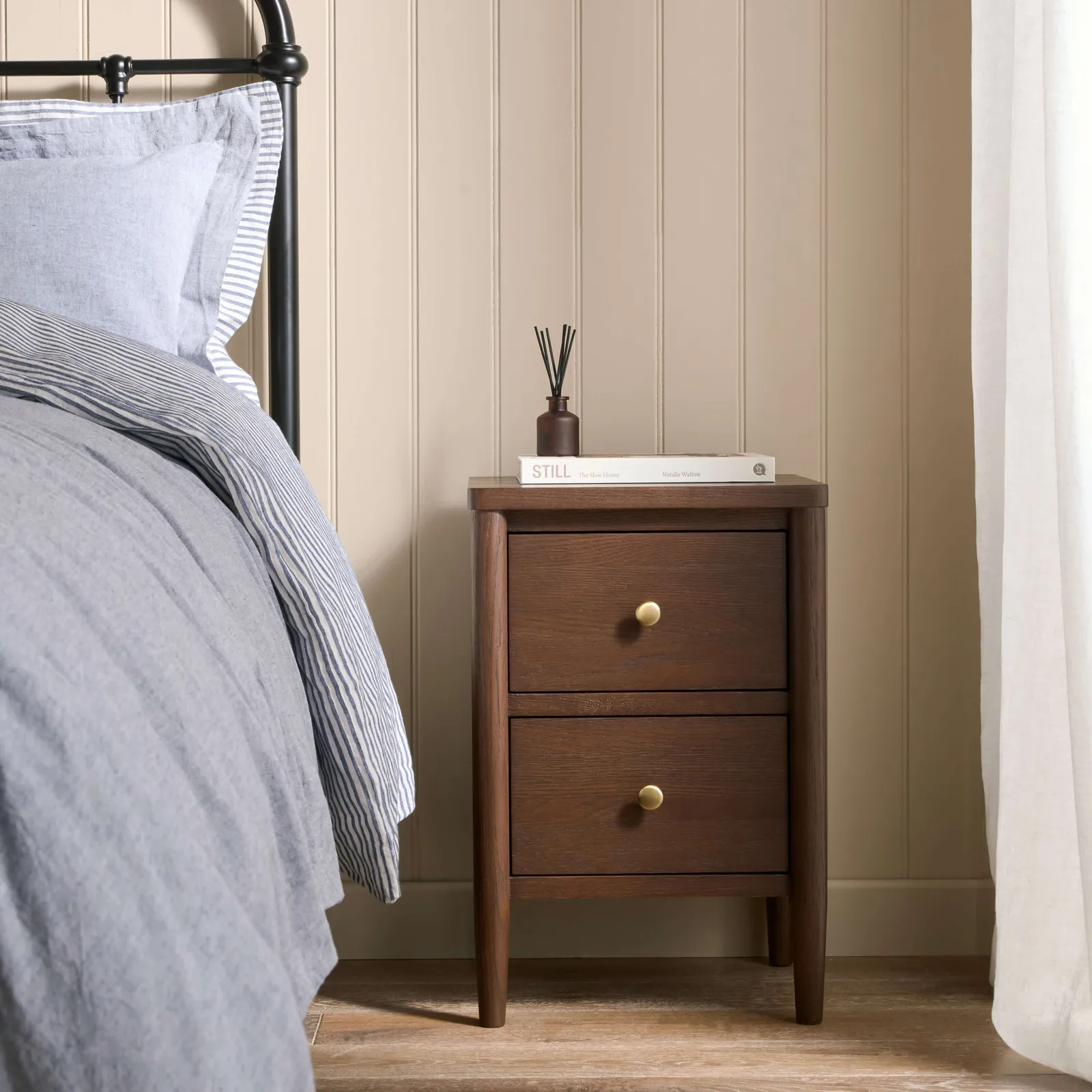 Adina 2 Drawer Bedside, Walnut