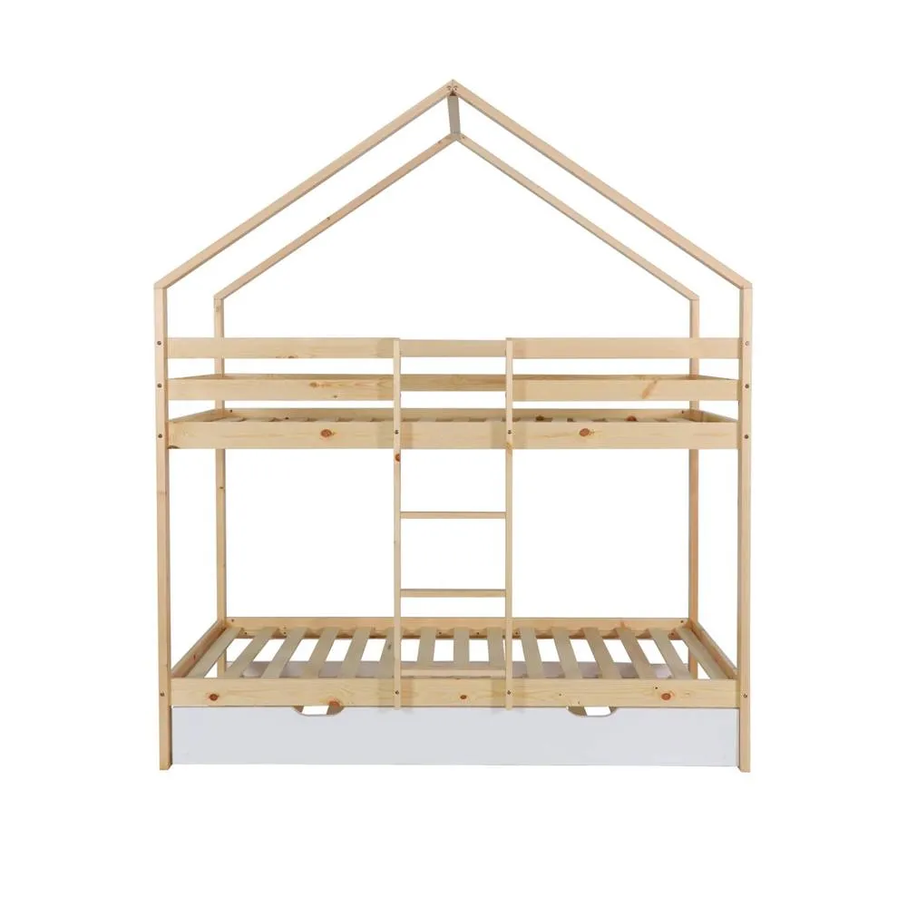 sweeek Children's bunk bed 90 x 190 cm natural pine with pull-out bed 5