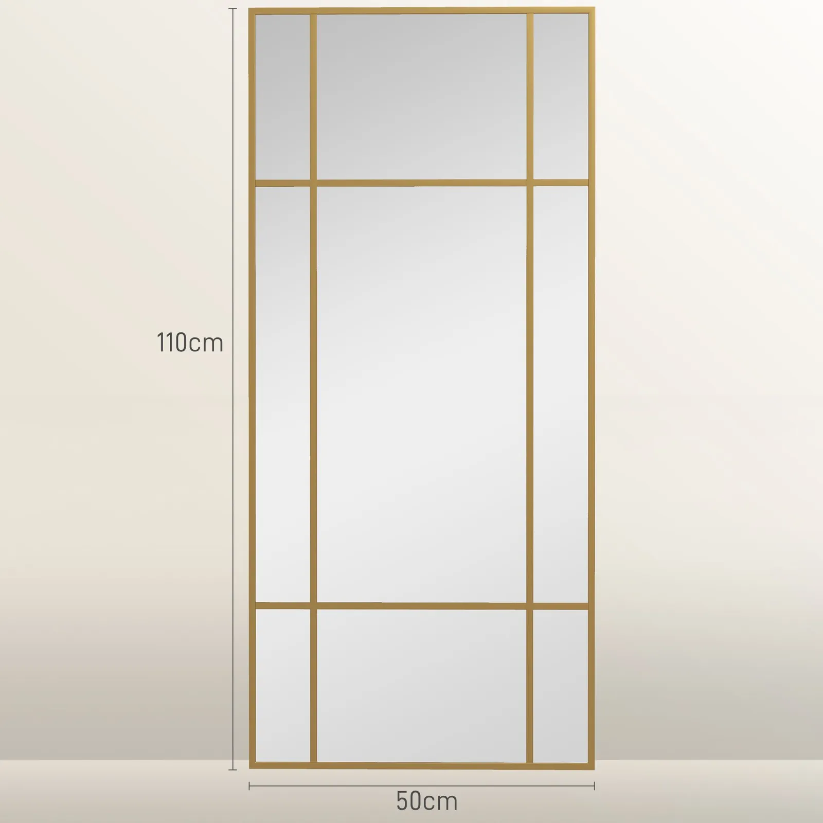 HOMCOM 110 x 50cm Wall Mirror Metal Frame Vanity Mirror for Living Room in Gold 3